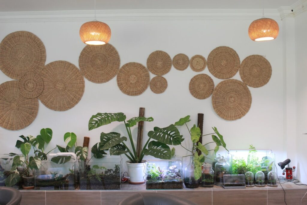 Photo decor with green plants